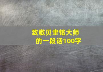 致敬贝聿铭大师的一段话100字