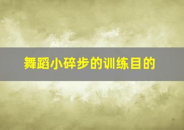 舞蹈小碎步的训练目的