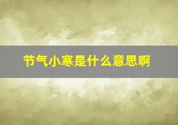 节气小寒是什么意思啊