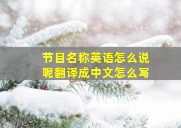 节目名称英语怎么说呢翻译成中文怎么写