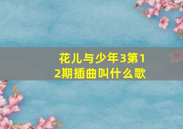 花儿与少年3第12期插曲叫什么歌