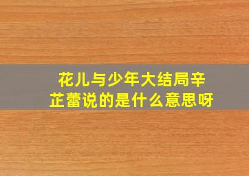 花儿与少年大结局辛芷蕾说的是什么意思呀