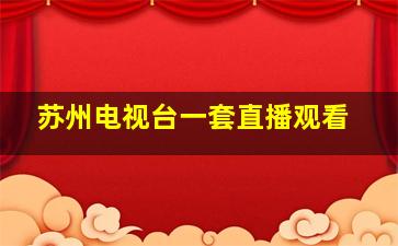 苏州电视台一套直播观看