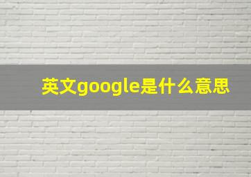 英文google是什么意思