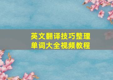 英文翻译技巧整理单词大全视频教程