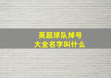 英超球队绰号大全名字叫什么