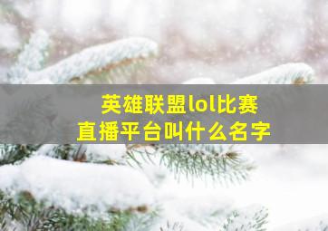 英雄联盟lol比赛直播平台叫什么名字