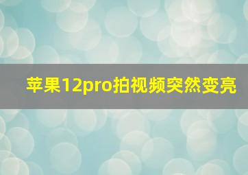 苹果12pro拍视频突然变亮