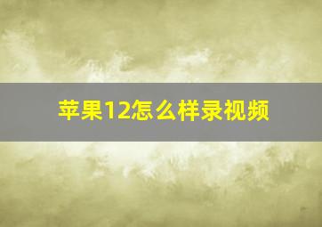 苹果12怎么样录视频