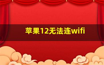 苹果12无法连wifi