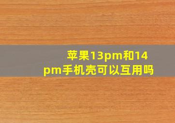 苹果13pm和14pm手机壳可以互用吗