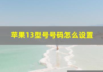 苹果13型号号码怎么设置