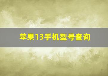 苹果13手机型号查询