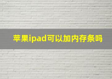 苹果ipad可以加内存条吗