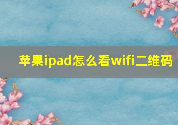 苹果ipad怎么看wifi二维码