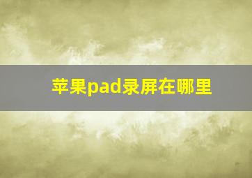 苹果pad录屏在哪里