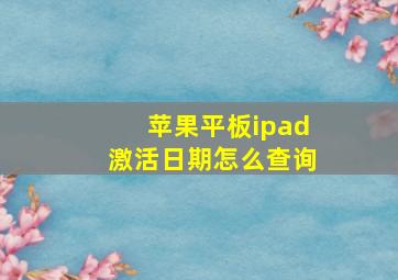 苹果平板ipad激活日期怎么查询