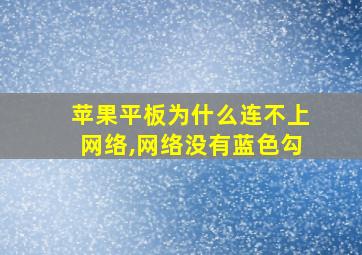 苹果平板为什么连不上网络,网络没有蓝色勾