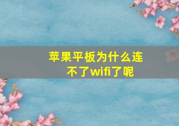 苹果平板为什么连不了wifi了呢