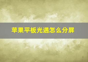 苹果平板光遇怎么分屏