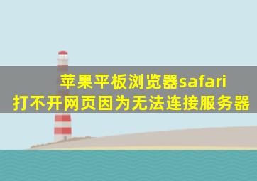 苹果平板浏览器safari打不开网页因为无法连接服务器