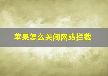 苹果怎么关闭网站拦截