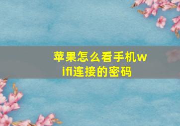 苹果怎么看手机wifi连接的密码