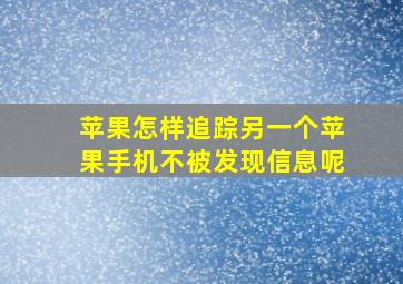 苹果怎样追踪另一个苹果手机不被发现信息呢