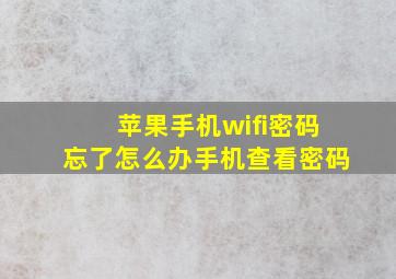 苹果手机wifi密码忘了怎么办手机查看密码