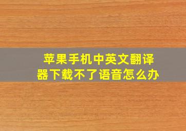 苹果手机中英文翻译器下载不了语音怎么办