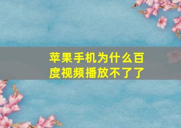 苹果手机为什么百度视频播放不了了