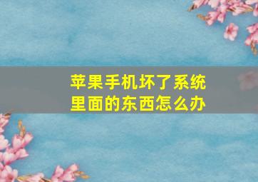 苹果手机坏了系统里面的东西怎么办