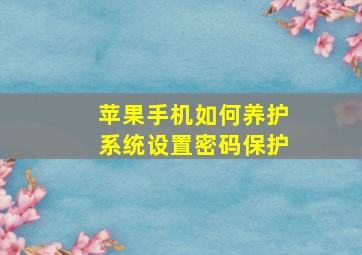 苹果手机如何养护系统设置密码保护