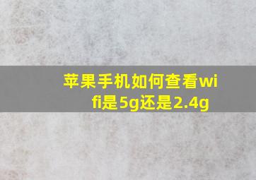 苹果手机如何查看wifi是5g还是2.4g