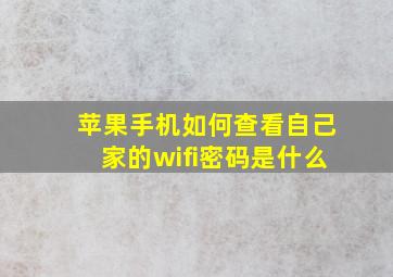 苹果手机如何查看自己家的wifi密码是什么