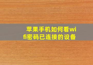 苹果手机如何看wifi密码已连接的设备