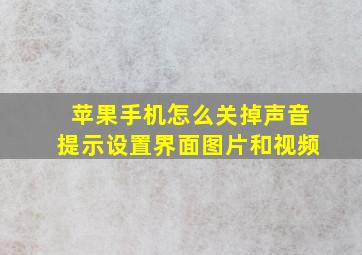 苹果手机怎么关掉声音提示设置界面图片和视频