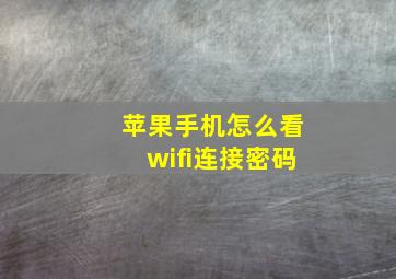 苹果手机怎么看wifi连接密码