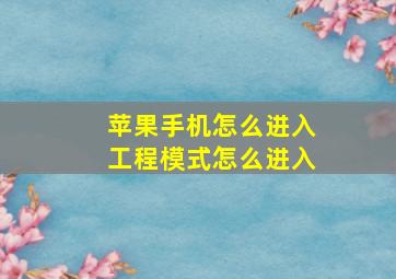 苹果手机怎么进入工程模式怎么进入