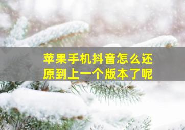 苹果手机抖音怎么还原到上一个版本了呢