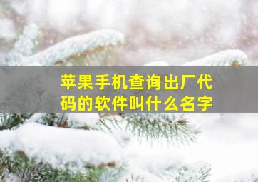 苹果手机查询出厂代码的软件叫什么名字