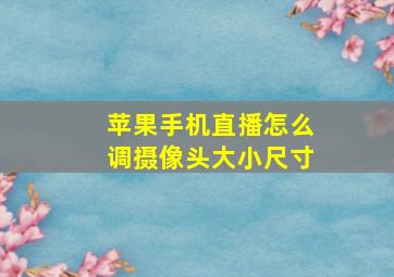 苹果手机直播怎么调摄像头大小尺寸