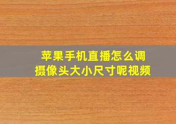 苹果手机直播怎么调摄像头大小尺寸呢视频