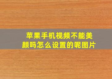 苹果手机视频不能美颜吗怎么设置的呢图片