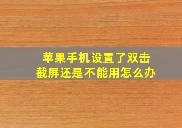 苹果手机设置了双击截屏还是不能用怎么办