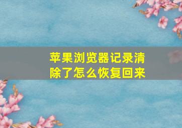 苹果浏览器记录清除了怎么恢复回来