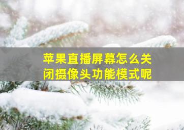 苹果直播屏幕怎么关闭摄像头功能模式呢