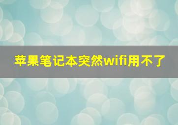 苹果笔记本突然wifi用不了