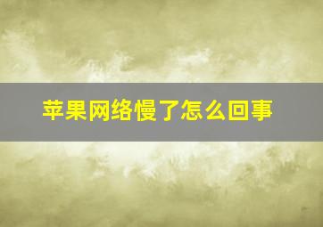 苹果网络慢了怎么回事