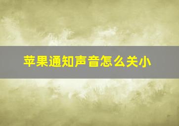 苹果通知声音怎么关小